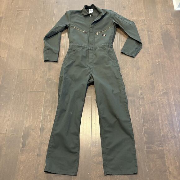 Dickies Coveralls Men Small Regular Hunter Green Long Sleeve Zip Front Workwear - Picture 1 of 15